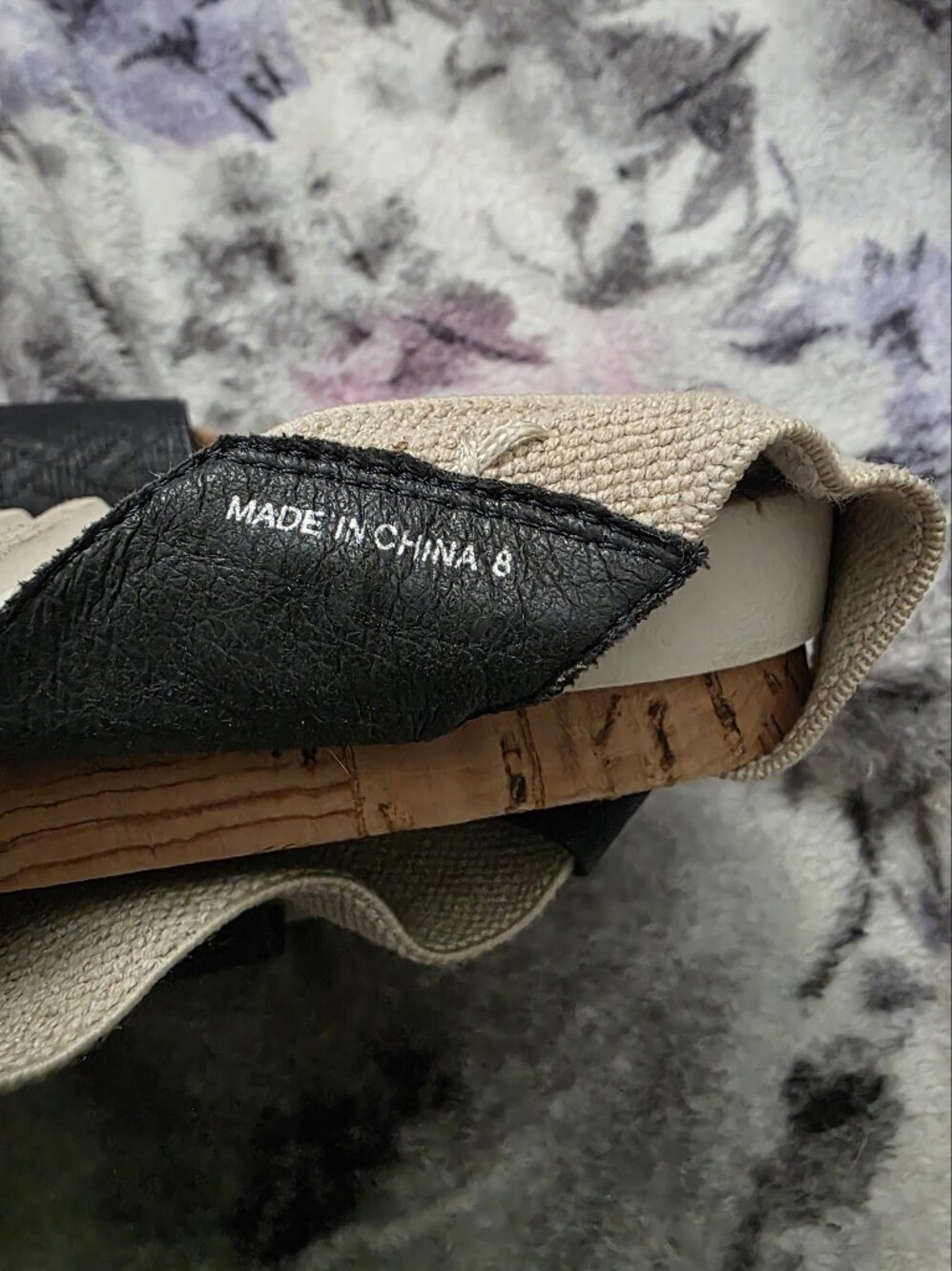 Yellow Box Beige and Navy Cork Footbed Sandals - Picture 3 of 5
